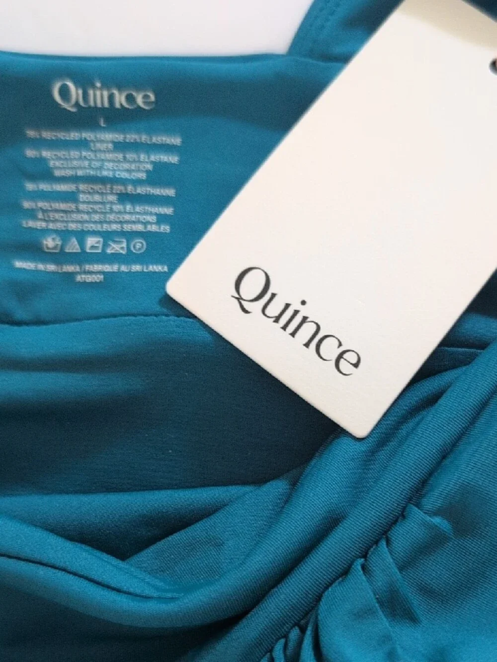 Quince Italian PlungTeal One-Piece Swim Suit  Large NWT - Picture 8 of 9